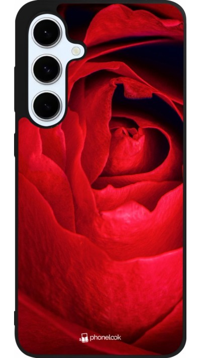 Coque Samsung Galaxy S24 FE - Silicone rigide noir Valentine 2022 Rose