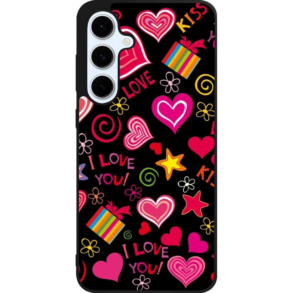 Samsung Galaxy S24 FE Case Hülle - Silikon schwarz Valentine 2023 love symbols