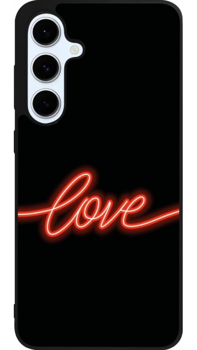 Coque Samsung Galaxy S24 FE - Silicone rigide noir Valentine 2023 neon love