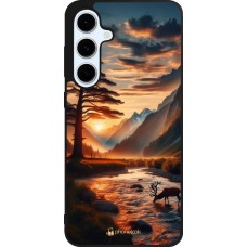 Samsung Galaxy S24 FE Case Hülle - Silikon schwarz Tal Sonnenuntergang Hirsch Baum