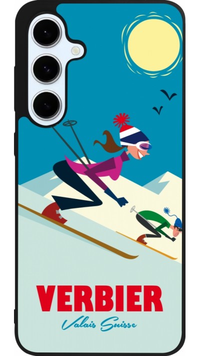 Coque Samsung Galaxy S24 FE - Silicone rigide noir Verbier Ski Downhill