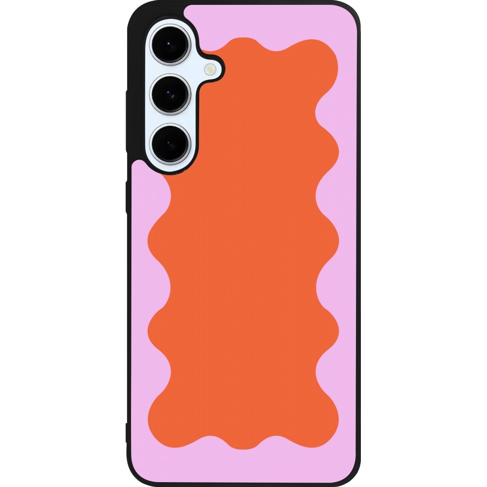 Samsung Galaxy S24 FE Case Hülle - Silikon schwarz Wavy Rectangle Orange Pink