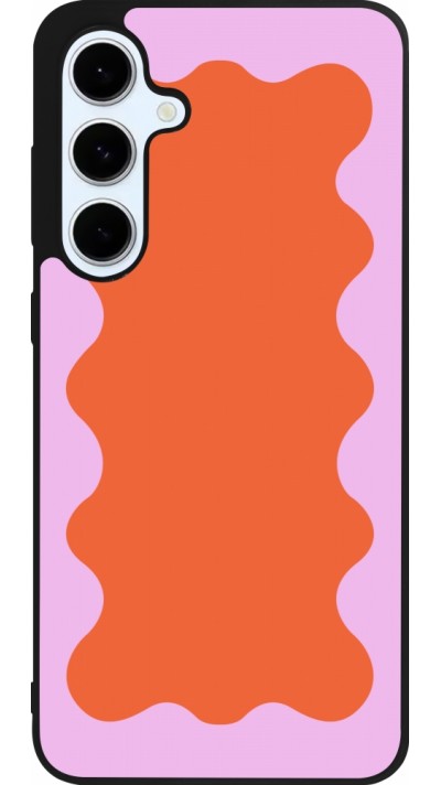 Samsung Galaxy S24 FE Case Hülle - Silikon schwarz Wavy Rectangle Orange Pink