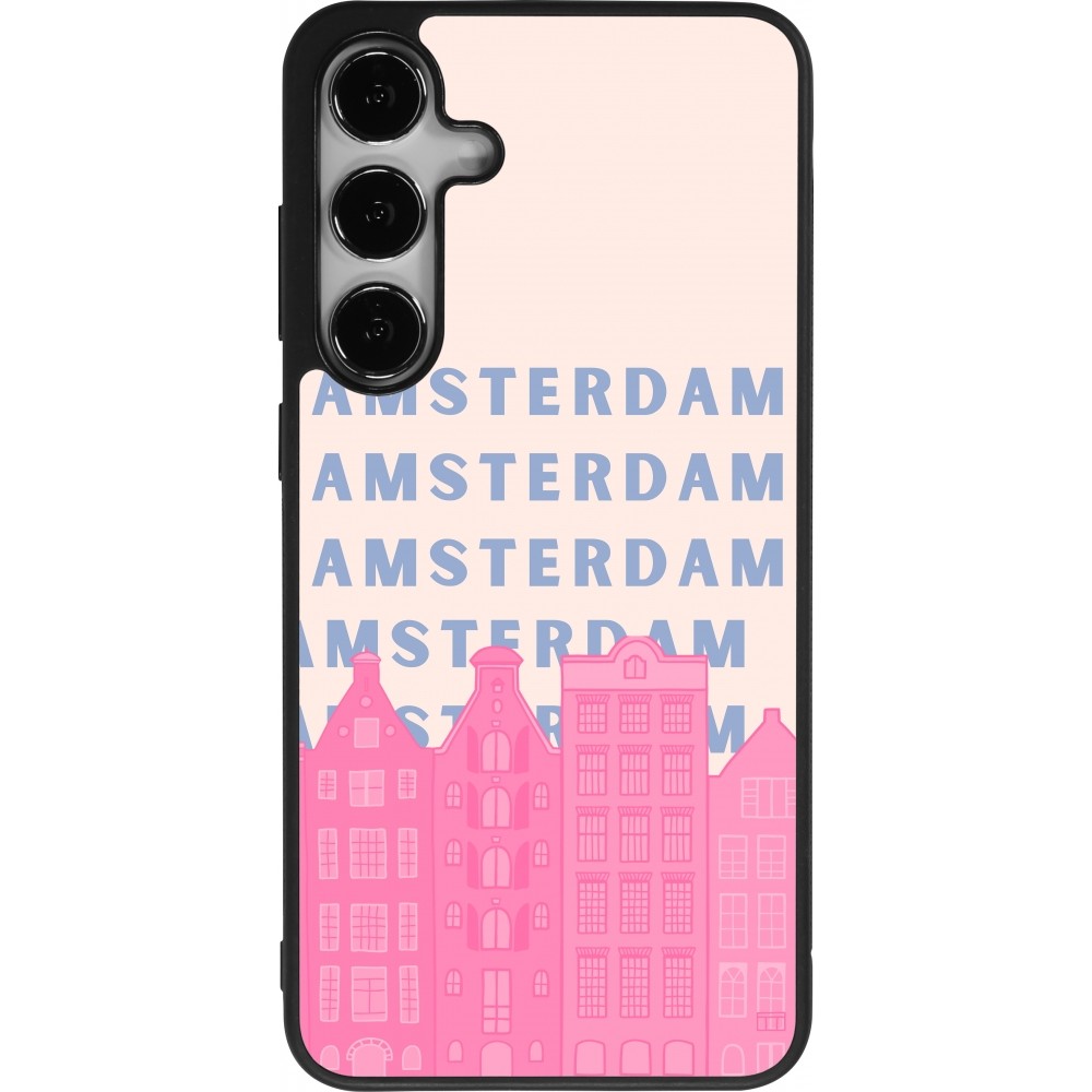 Samsung Galaxy S24+ Case Hülle - Silikon schwarz Amsterdam Pink Print