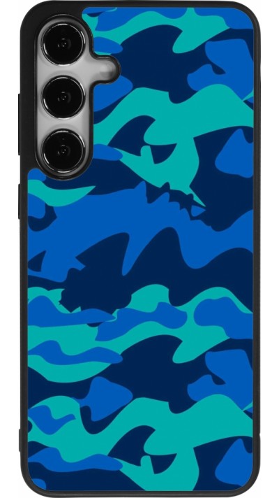 Samsung Galaxy S24+ Case Hülle - Silikon schwarz Camo Blue