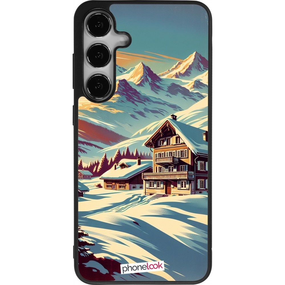 Samsung Galaxy S24+ Case Hülle - Silikon schwarz Chalet Berg verschneit