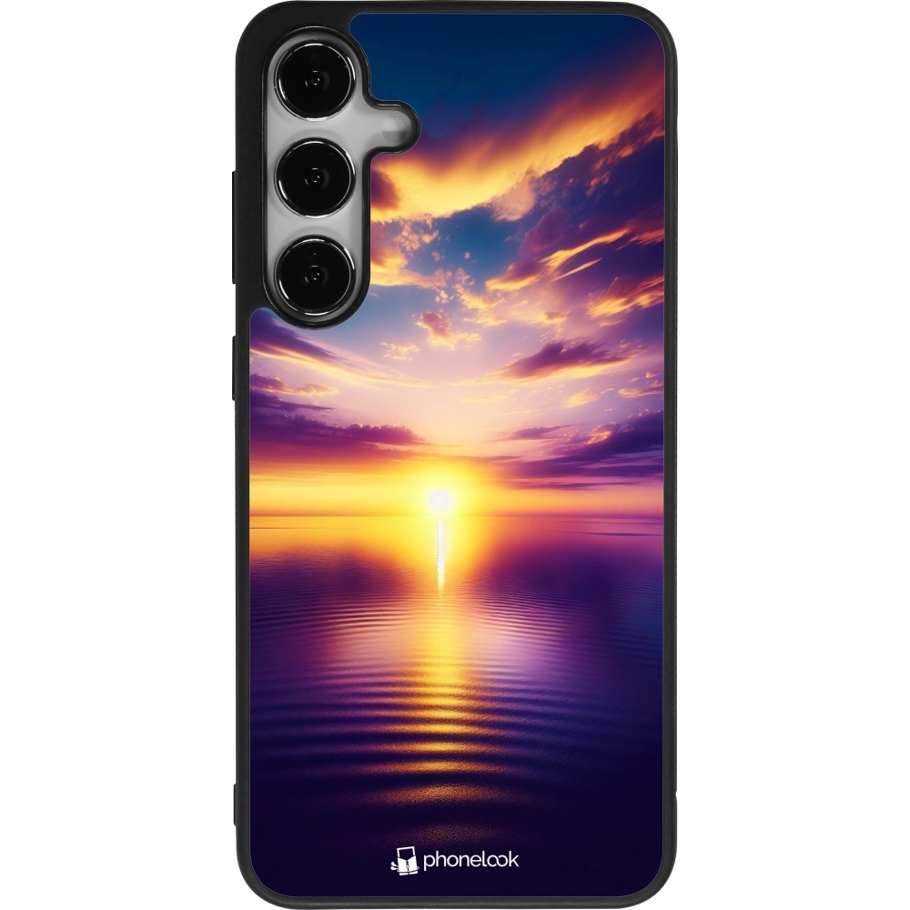 Samsung Galaxy S24+ Case Hülle - Silikon schwarz Sonnenuntergang gelb violett