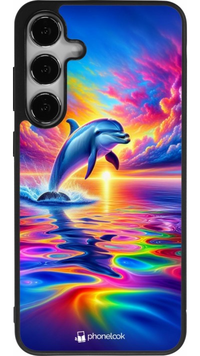 Samsung Galaxy S24+ Case Hülle - Silikon schwarz Glücklicher Regenbogen-Delfin