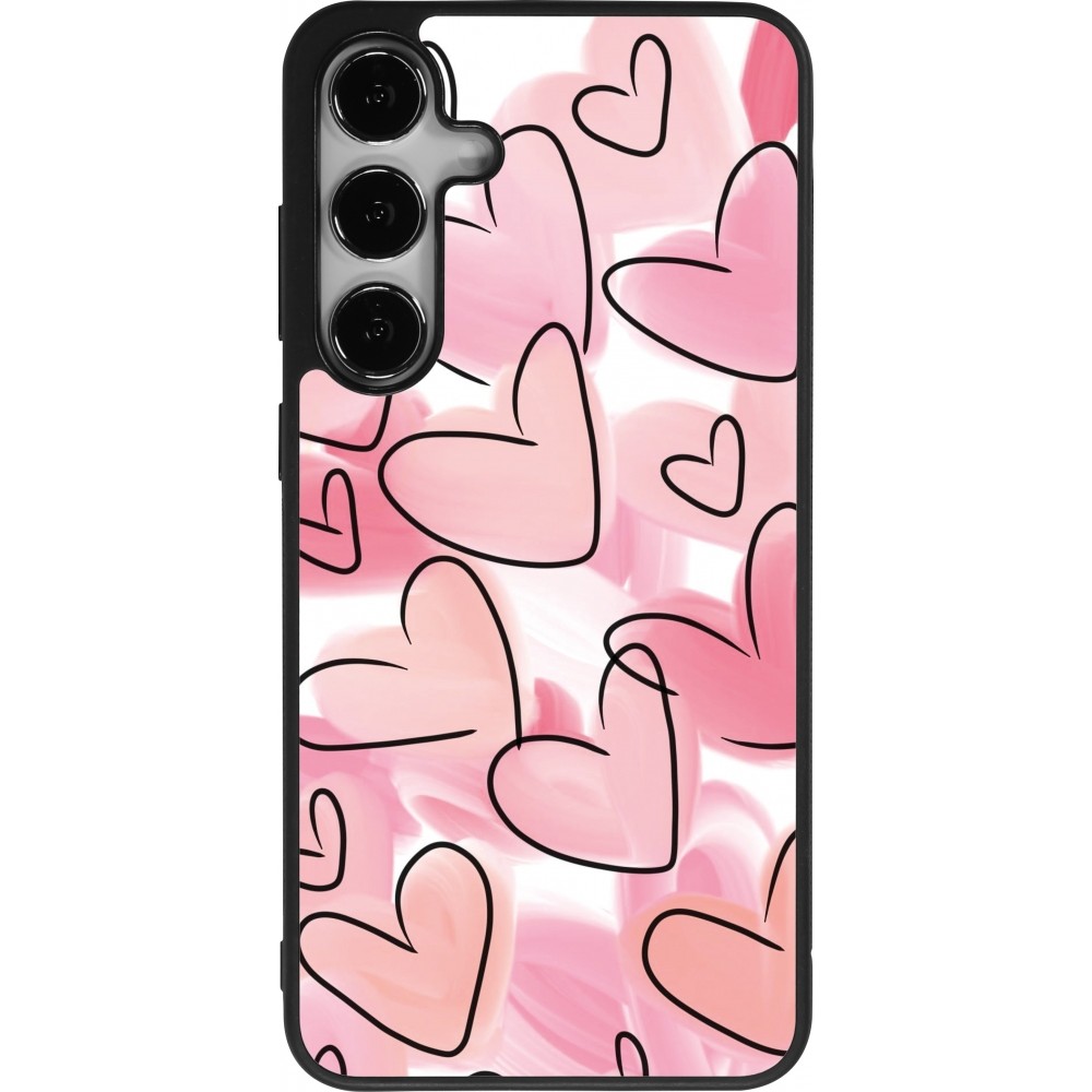 Samsung Galaxy S24+ Case Hülle - Silikon schwarz Easter 2023 pink hearts