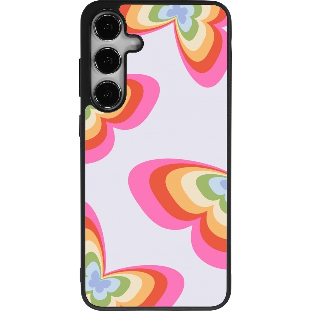 Samsung Galaxy S24+ Case Hülle - Silikon schwarz Easter 2024 rainbow butterflies