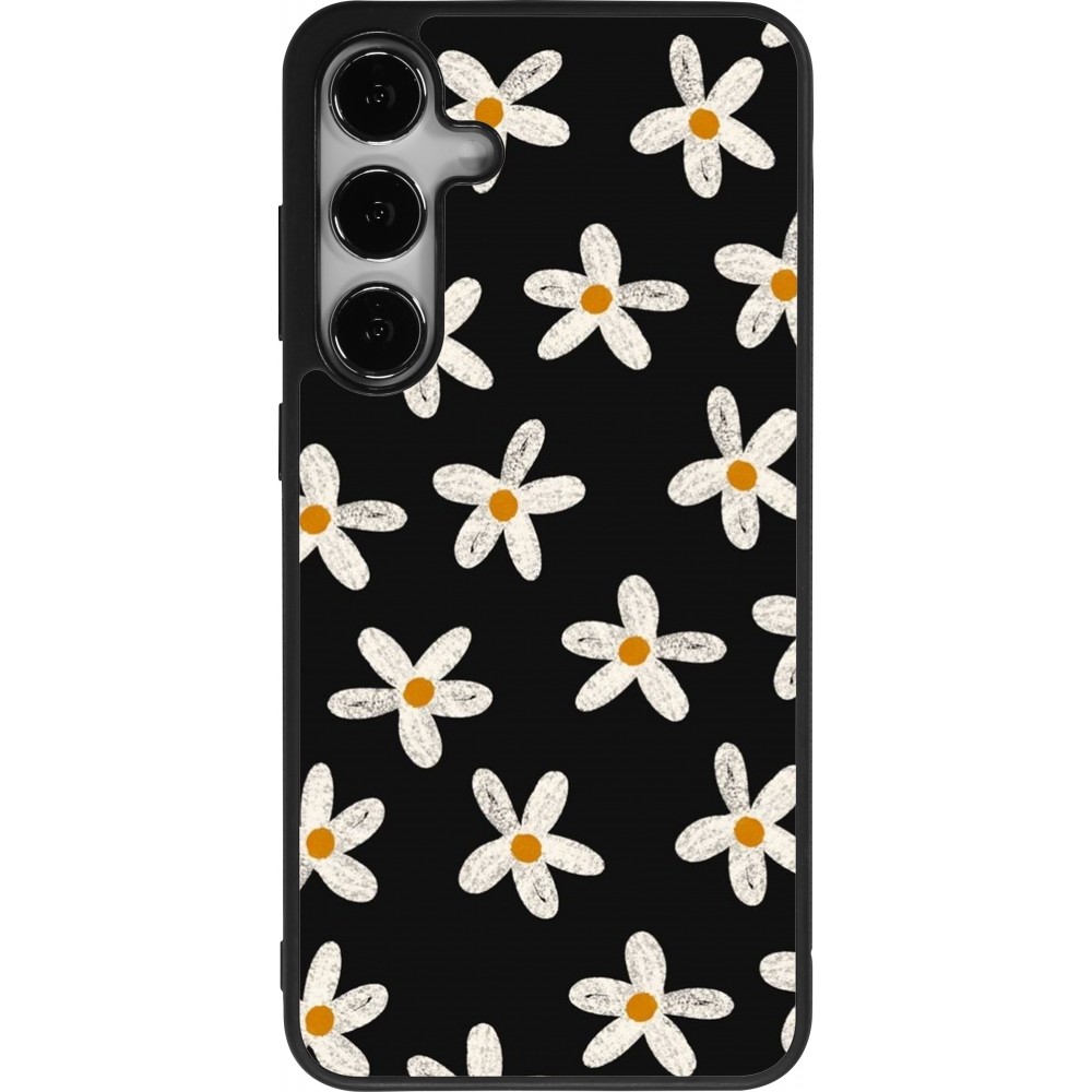 Samsung Galaxy S24+ Case Hülle - Silikon schwarz Easter 2024 white on black flower