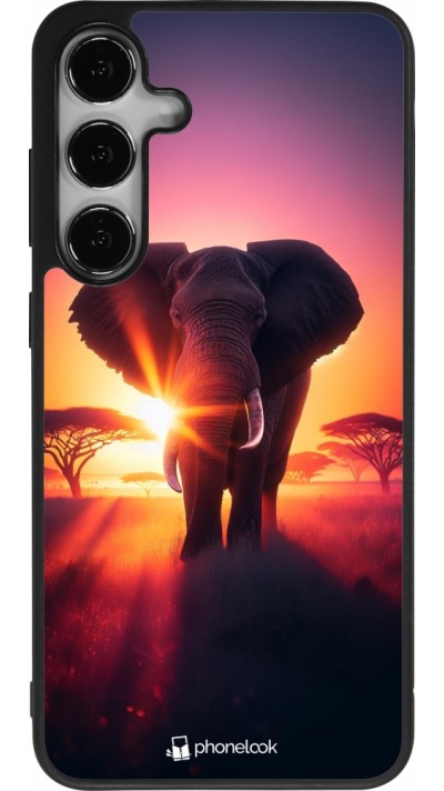 Samsung Galaxy S24+ Case Hülle - Silikon schwarz Elefant Sonnenaufgang Schönheit