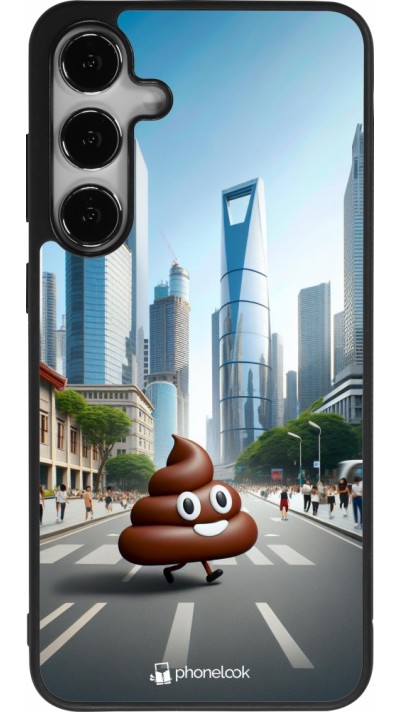 Samsung Galaxy S24+ Case Hülle - Silikon schwarz Kackhaufen Emoji Spaziergang