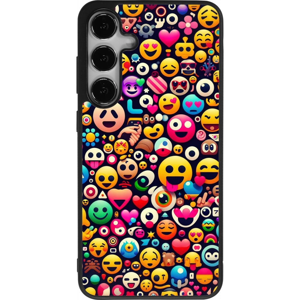 Samsung Galaxy S24+ Case Hülle - Silikon schwarz Emoji Mix Farbe