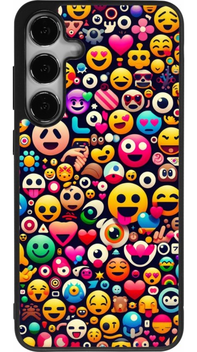 Samsung Galaxy S24+ Case Hülle - Silikon schwarz Emoji Mix Farbe