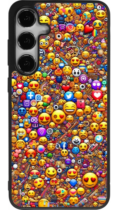 Samsung Galaxy S24+ Case Hülle - Silikon schwarz Emoji gemischt