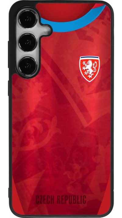 Coque Samsung Galaxy S24+ - Silicone rigide noir Maillot de football République Tchèque personnalisable