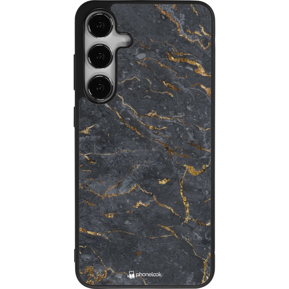 Samsung Galaxy S24+ Case Hülle - Silikon schwarz Grey Gold Marble