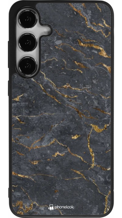 Samsung Galaxy S24+ Case Hülle - Silikon schwarz Grey Gold Marble