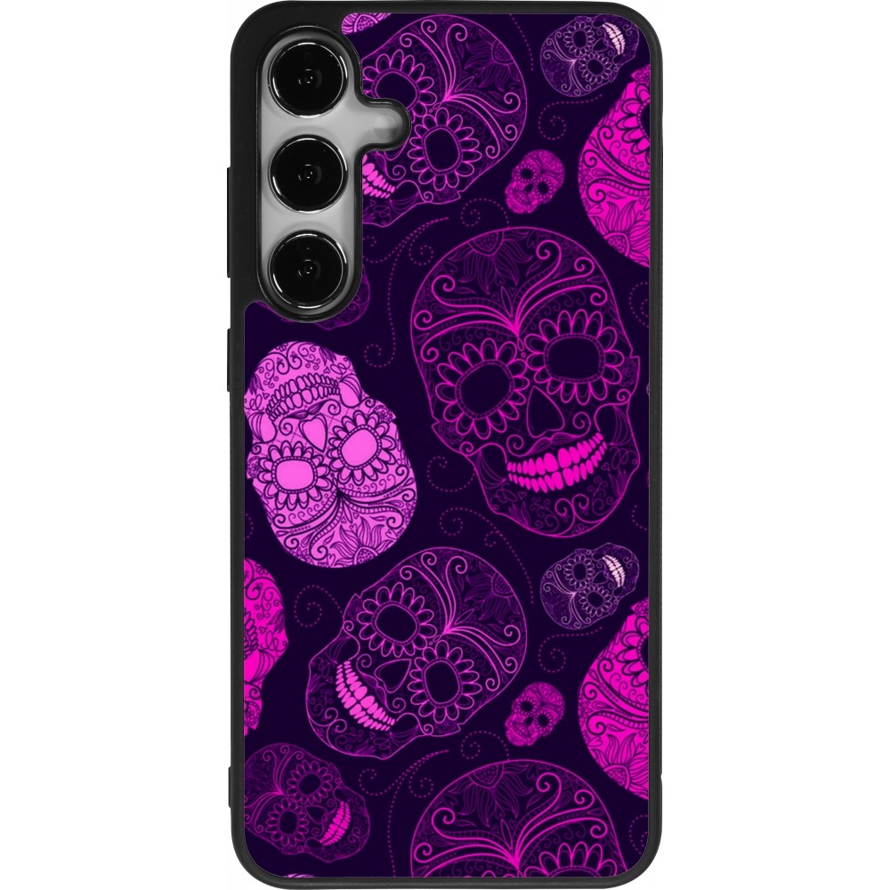 Samsung Galaxy S24+ Case Hülle - Silikon schwarz Halloween 2023 pink skulls