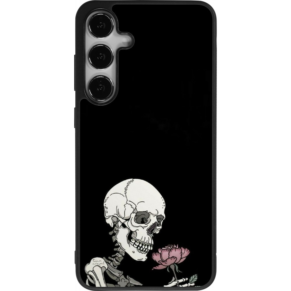 Samsung Galaxy S24+ Case Hülle - Silikon schwarz Halloween 2023 rose and skeleton