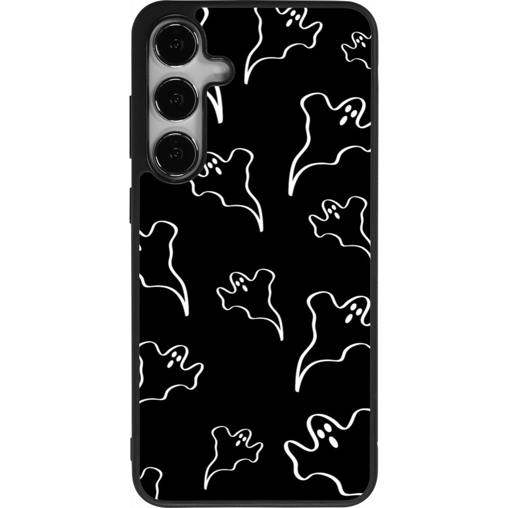 Samsung Galaxy S24+ Case Hülle - Silikon schwarz Halloween 2024 black and white ghosts