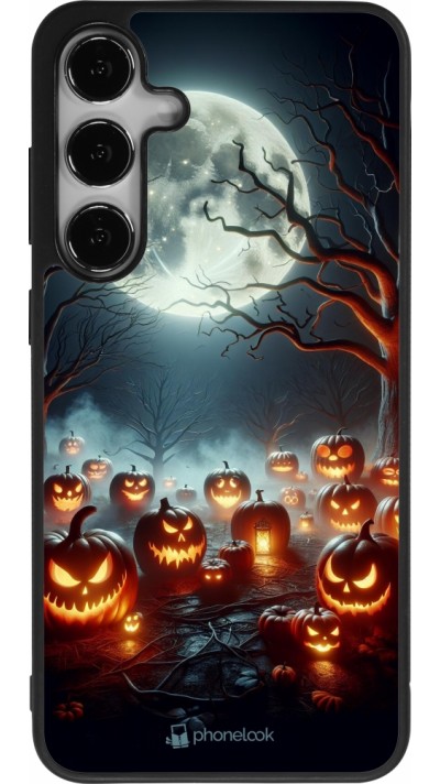 Samsung Galaxy S24+ Case Hülle - Silikon schwarz Halloween 2024 Viele Kuerbisse