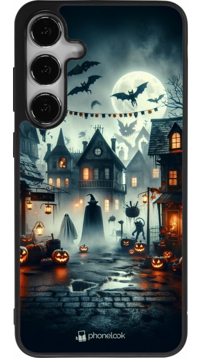 Samsung Galaxy S24+ Case Hülle - Silikon schwarz Halloween Spukstadt