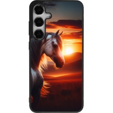 Samsung Galaxy S24+ Case Hülle - Silikon schwarz Majestätischer Sonnenuntergang Pferd