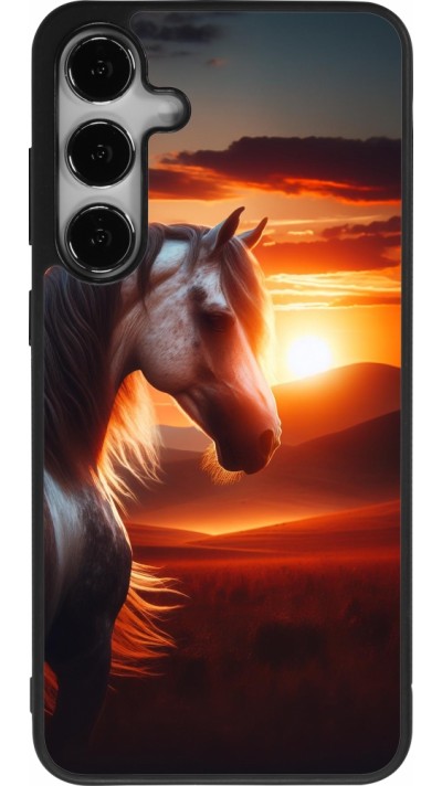 Samsung Galaxy S24+ Case Hülle - Silikon schwarz Majestätischer Sonnenuntergang Pferd