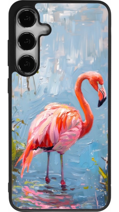 Samsung Galaxy S24+ Case Hülle - Silikon schwarz Paint Flamingo