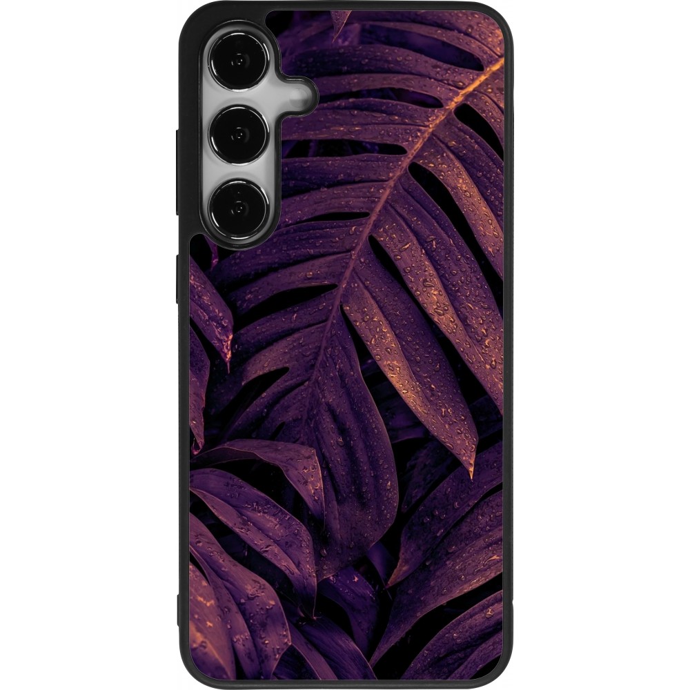 Samsung Galaxy S24+ Case Hülle - Silikon schwarz Purple Light Leaves