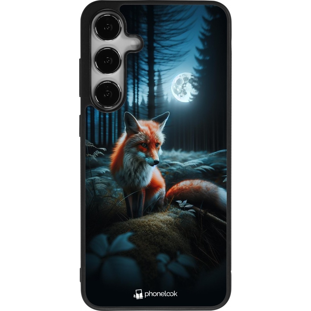 Samsung Galaxy S24+ Case Hülle - Silikon schwarz Fuchs Mond Wald