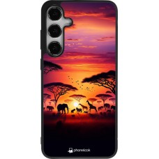 Samsung Galaxy S24+ Case Hülle - Silikon schwarz Safari Sonnenuntergang Wildtiere