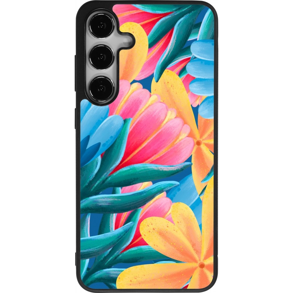 Samsung Galaxy S24+ Case Hülle - Silikon schwarz Spring 23 colorful flowers