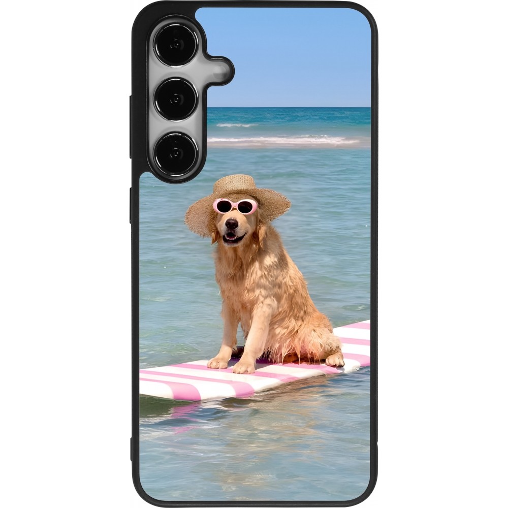 Samsung Galaxy S24+ Case Hülle - Silikon schwarz Summer Dog on Paddle