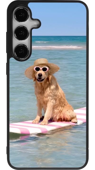 Samsung Galaxy S24+ Case Hülle - Silikon schwarz Summer Dog on Paddle