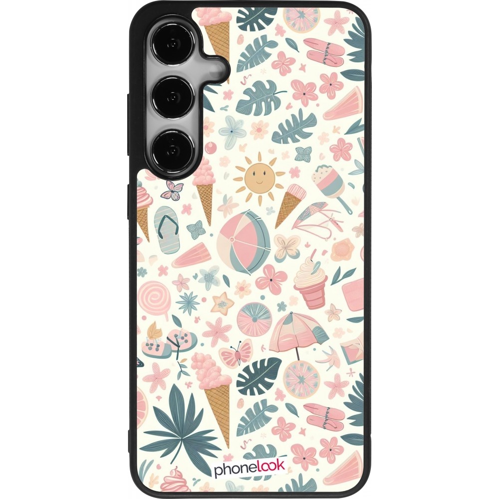 Samsung Galaxy S24+ Case Hülle - Silikon schwarz Sommer Pink Muster