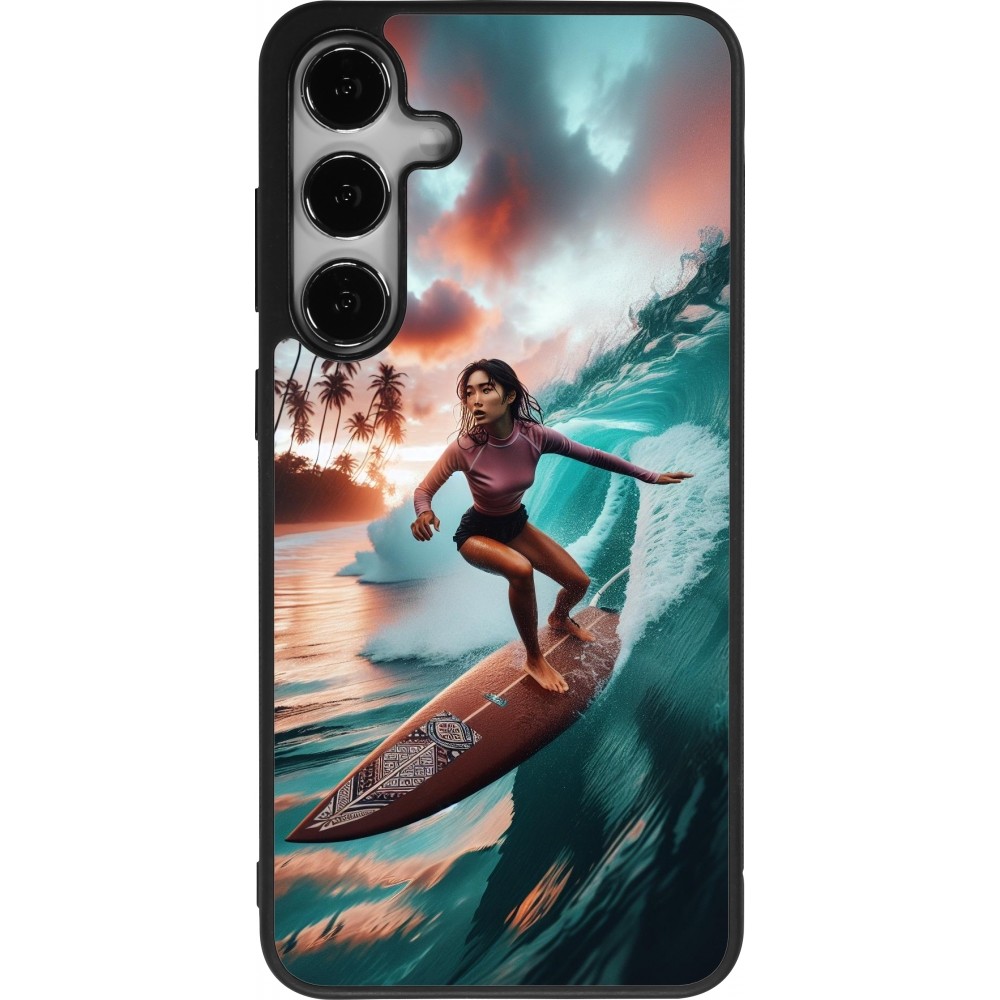 Samsung Galaxy S24+ Case Hülle - Silikon schwarz Surferin aus Bali