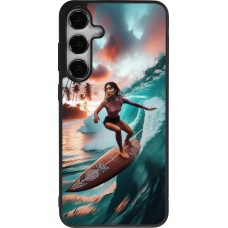 Samsung Galaxy S24+ Case Hülle - Silikon schwarz Surferin aus Bali