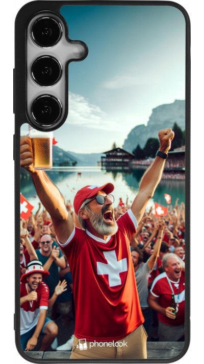 Coque Samsung Galaxy S24+ - Silicone rigide noir Victoire suisse fan zone Euro 2024