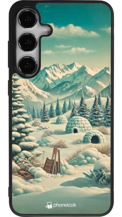 Samsung Galaxy S24+ Case Hülle - Silikon schwarz Vintage Schneebedeckter Berg Iglu