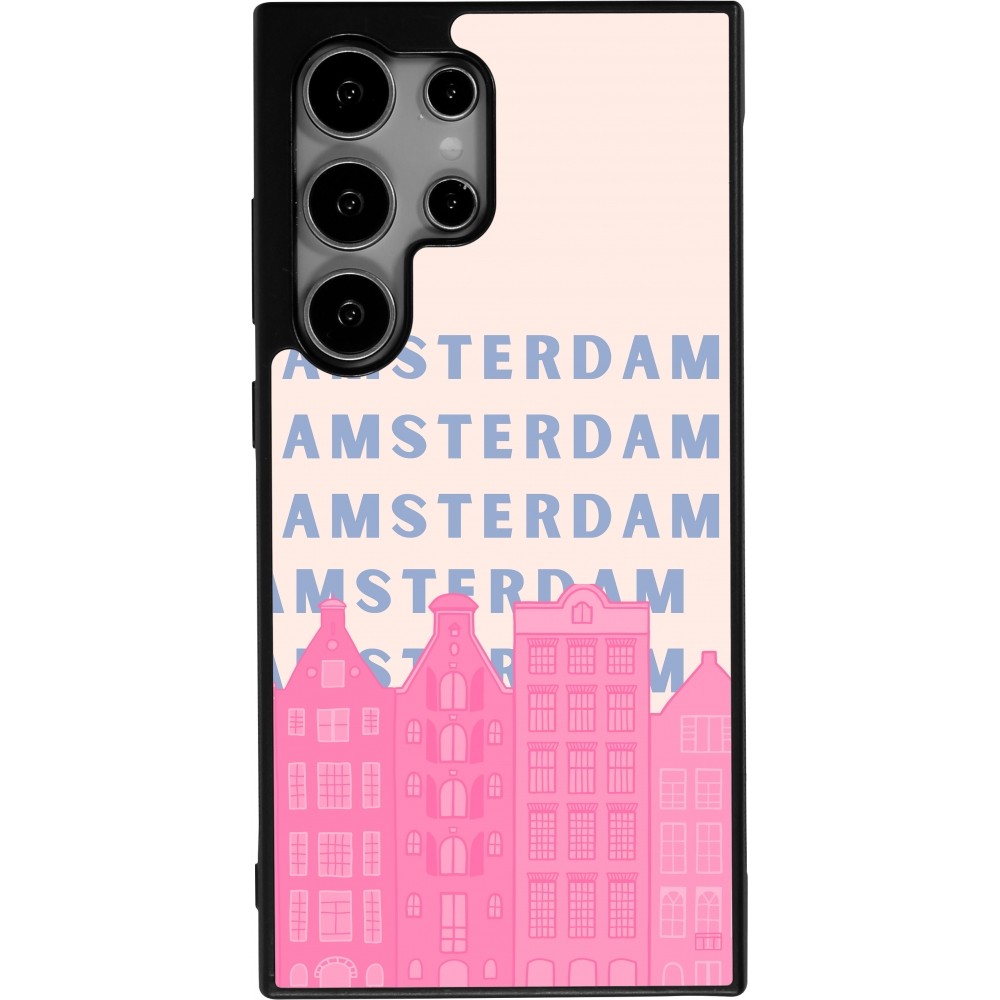 Samsung Galaxy S24 Ultra Case Hülle - Silikon schwarz Amsterdam Pink Print