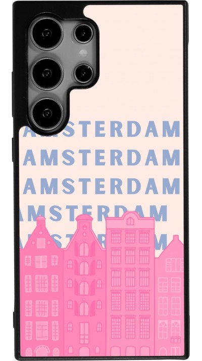 Samsung Galaxy S24 Ultra Case Hülle - Silikon schwarz Amsterdam Pink Print