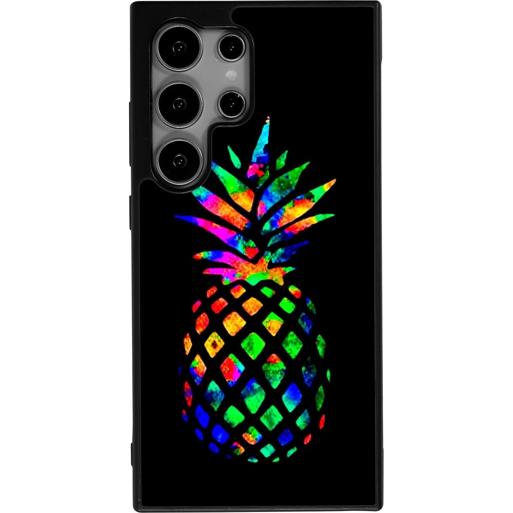 Samsung Galaxy S24 Ultra Case Hülle - Silikon schwarz Ananas Multi-colors