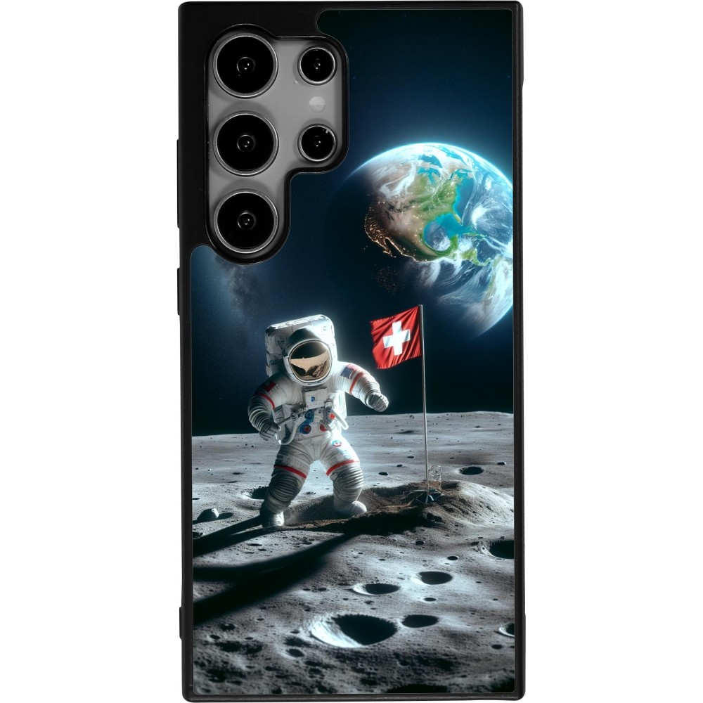 Samsung Galaxy S24 Ultra Case Hülle - Silikon schwarz Astro Schweiz auf dem Mond