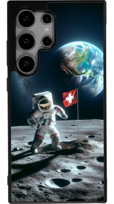 Samsung Galaxy S24 Ultra Case Hülle - Silikon schwarz Astro Schweiz auf dem Mond