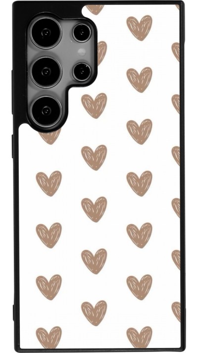 Samsung Galaxy S24 Ultra Case Hülle - Silikon schwarz Autumn 2024 brown hearts