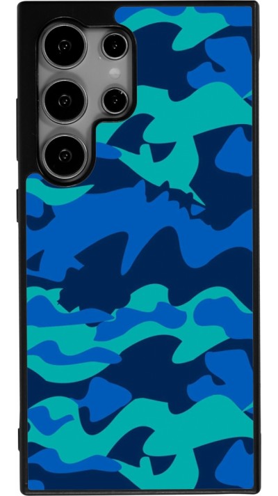 Samsung Galaxy S24 Ultra Case Hülle - Silikon schwarz Camo Blue