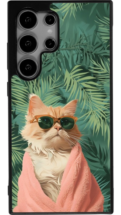 Samsung Galaxy S24 Ultra Case Hülle - Silikon schwarz Cat Summer Palms